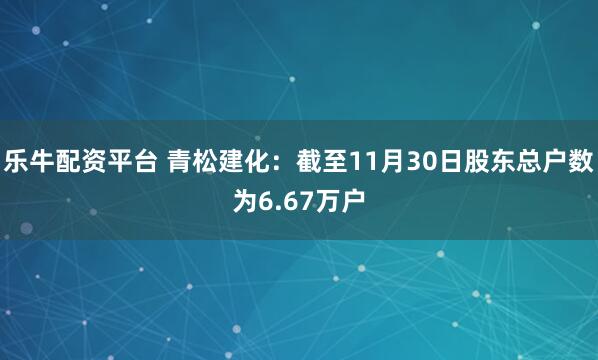 乐牛配资平台 青松建化：截至11月30日股东总户数为6.67万户